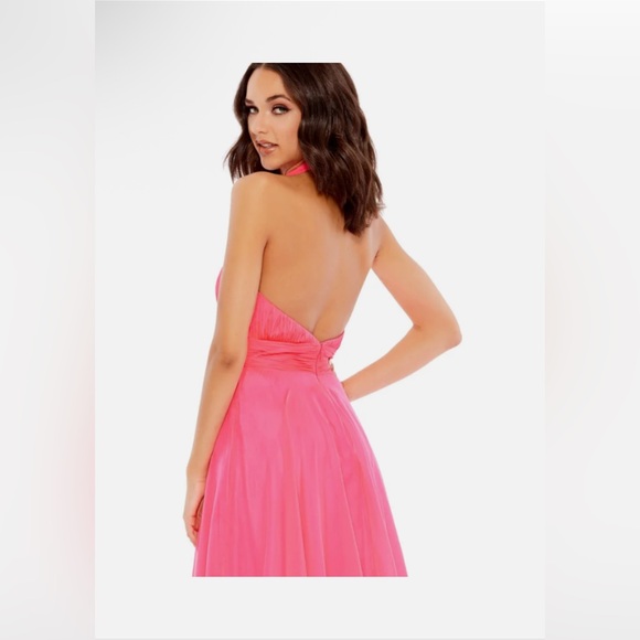 Mac Duggal High Neck Tiered Chiffon Halter Pink Gown 12 #67816 - Picture 3 of 7